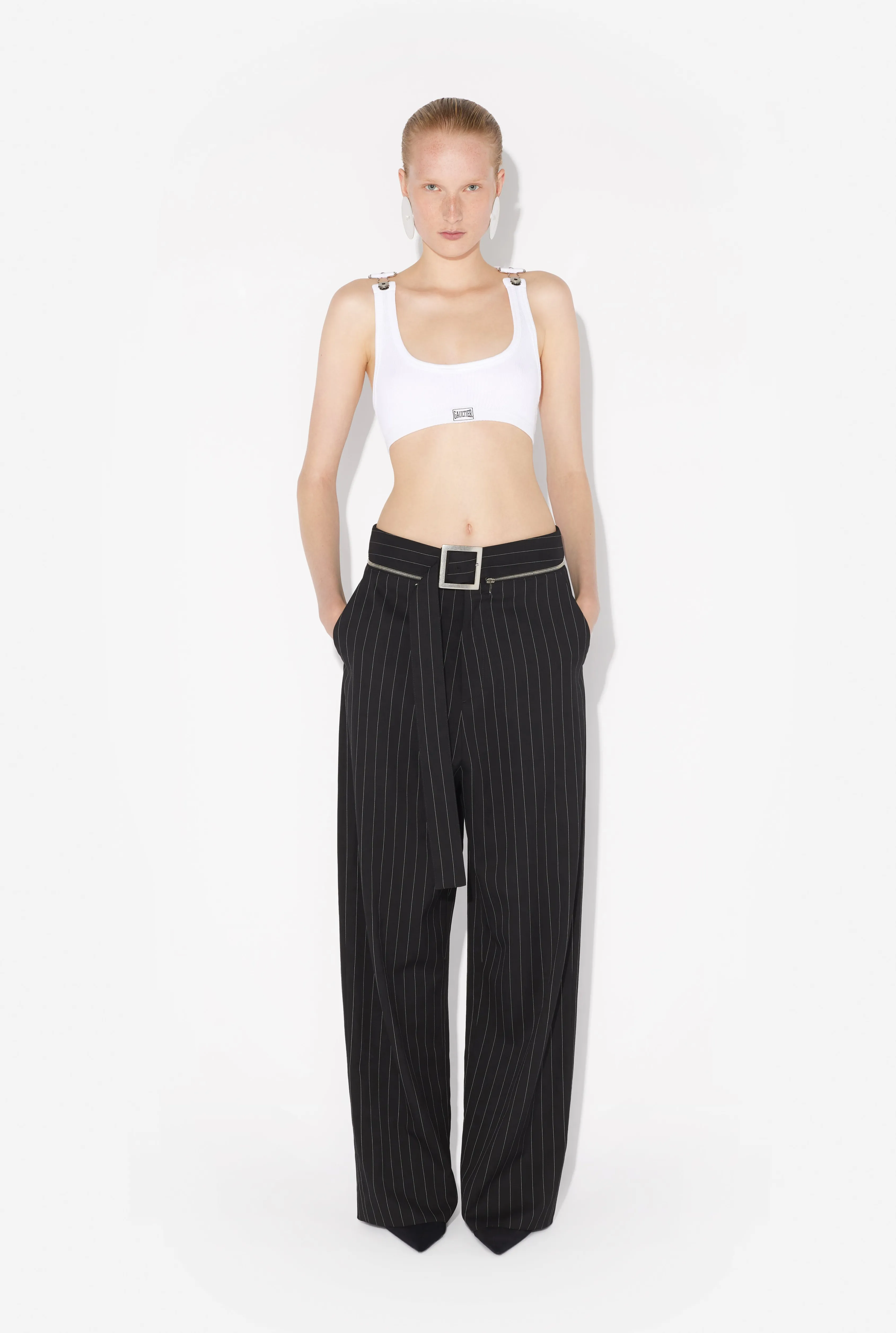 Jean Paul The Belted Suit Pants Black/White Cheap