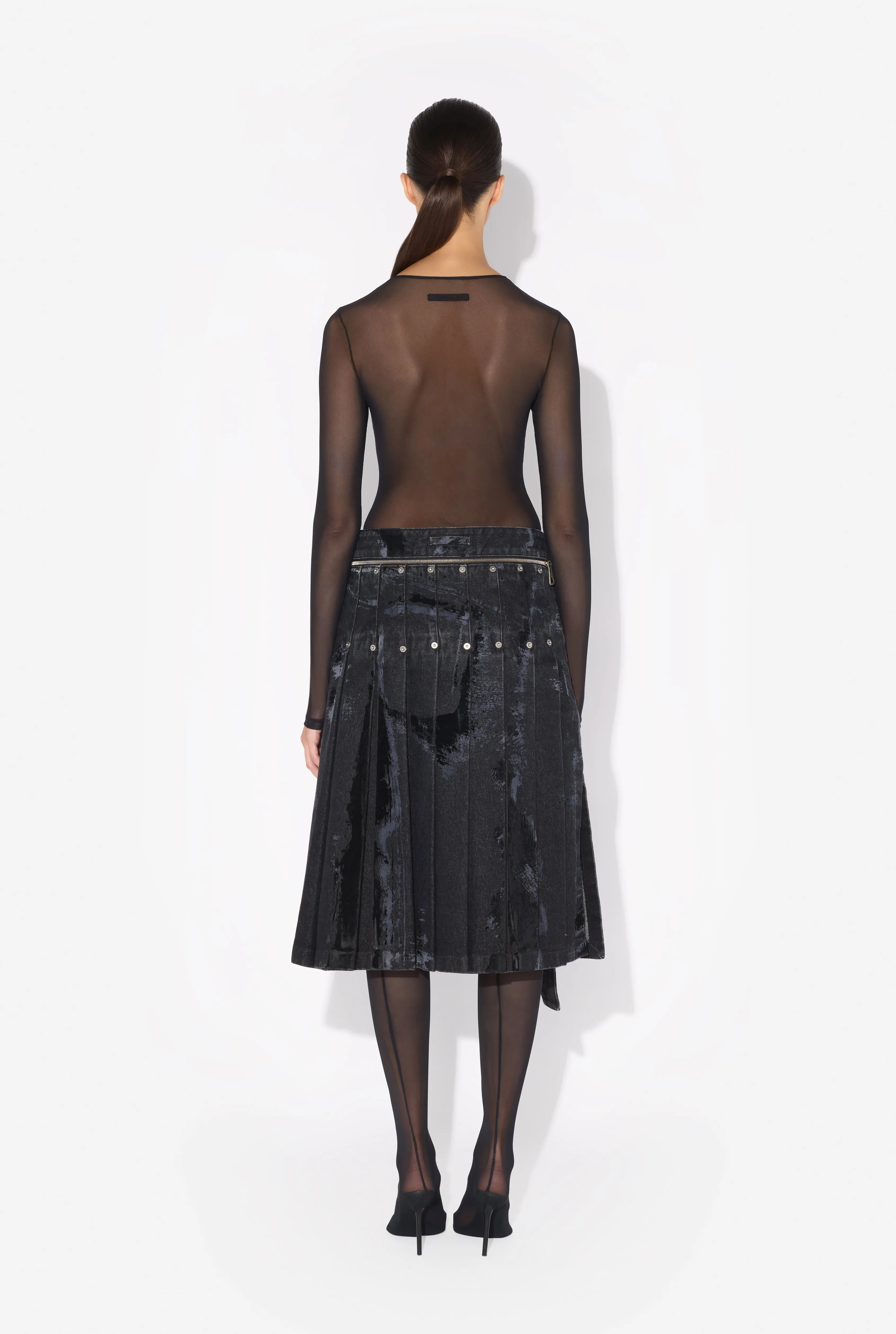 Jean Paul The Flocked Denim Kilt NoirVintage Hot