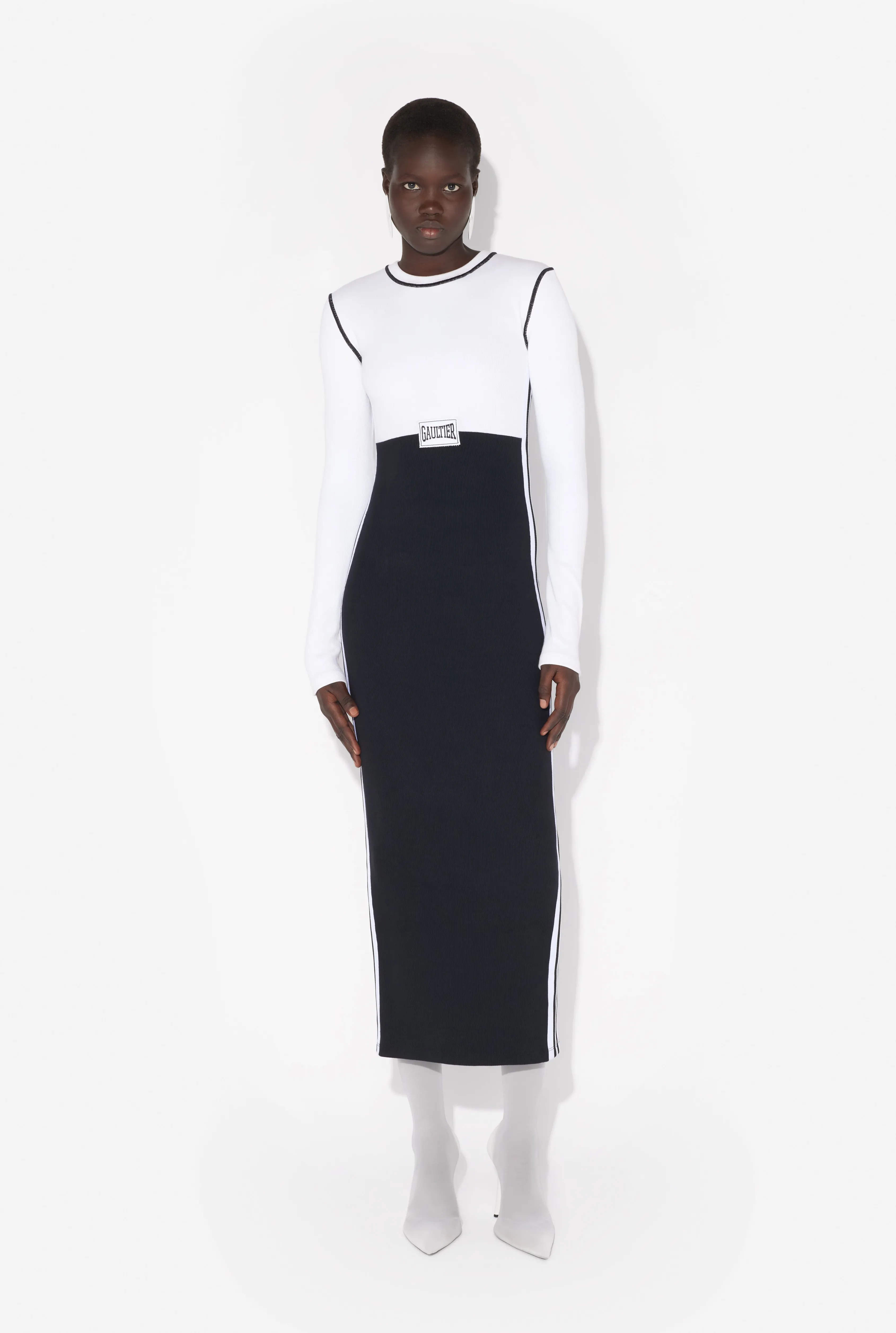 Jean Paul The Long Color-Block Dress White/Black Discount