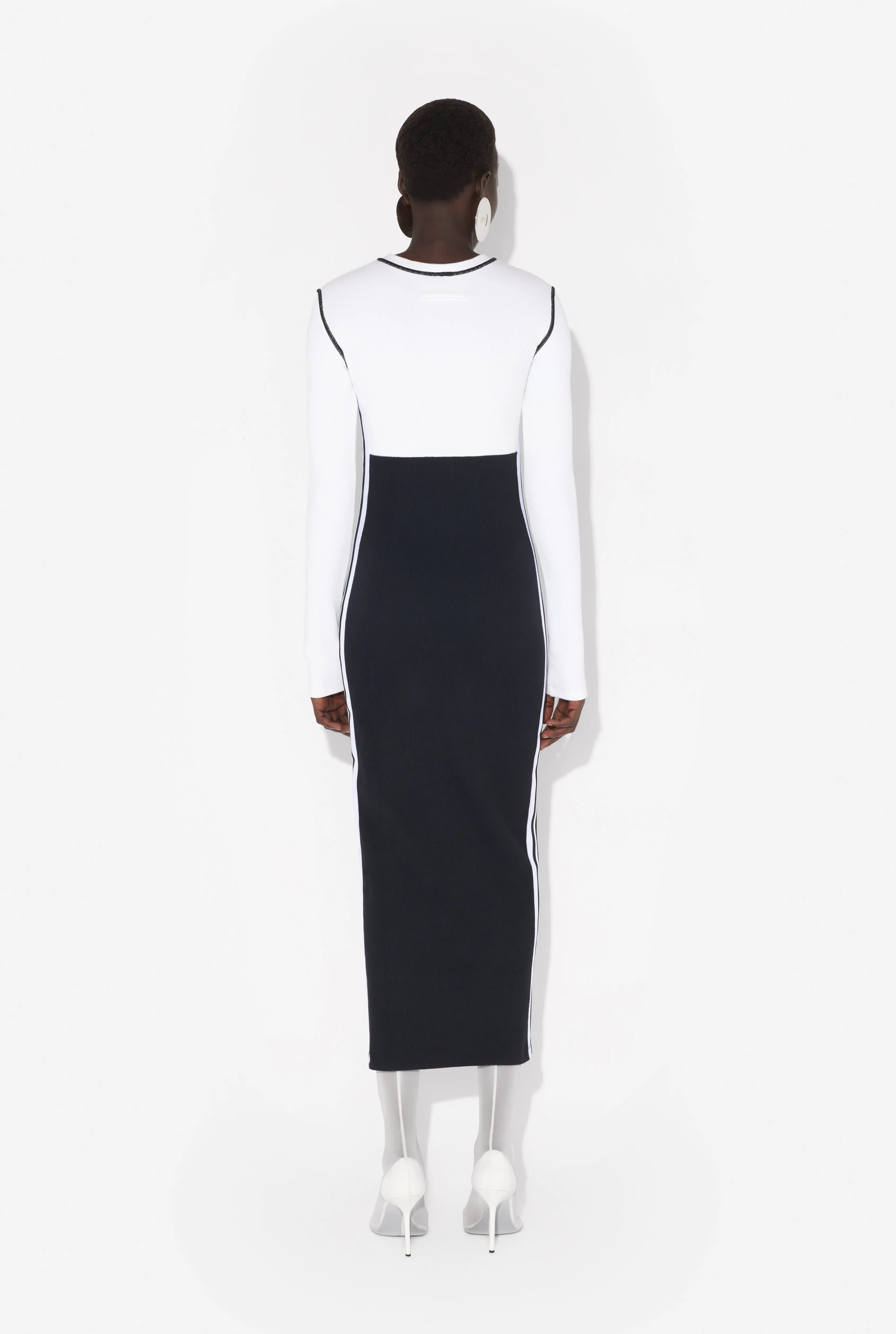 Jean Paul The Long Color-Block Dress White/Black Discount