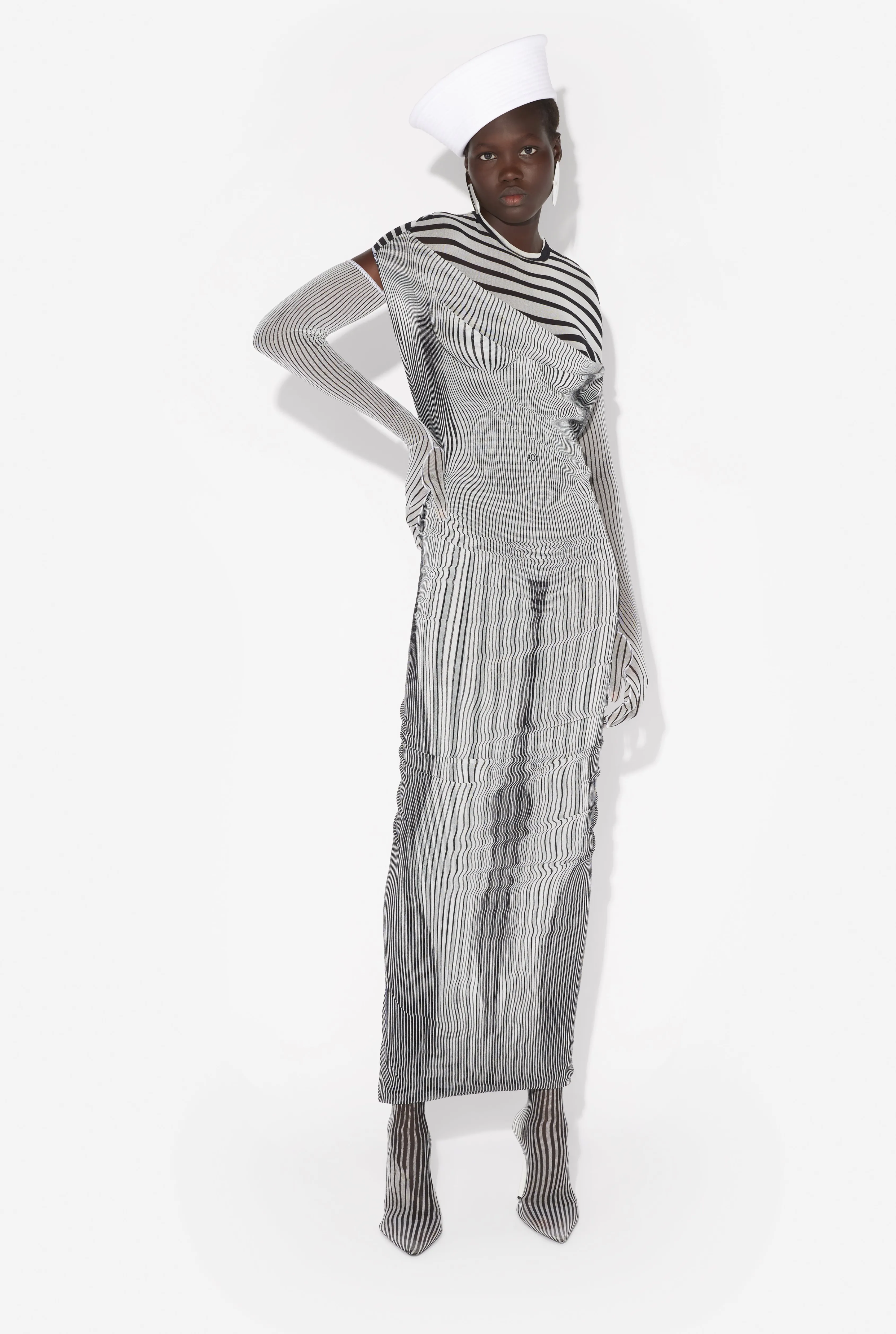 Jean Paul The Long Draped Body Morphing Dress White/Black Sale