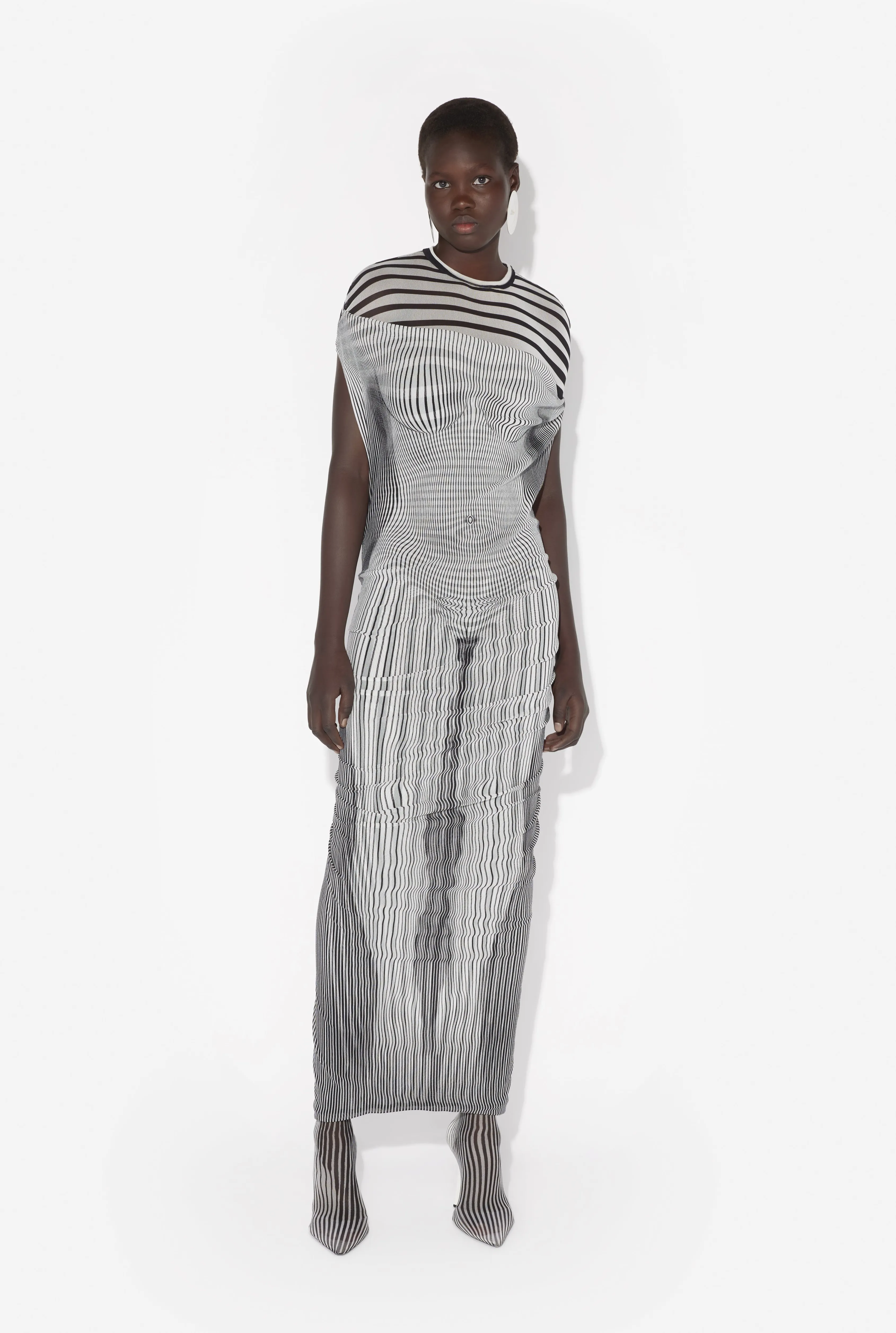 Jean Paul The Long Draped Body Morphing Dress White/Black Sale