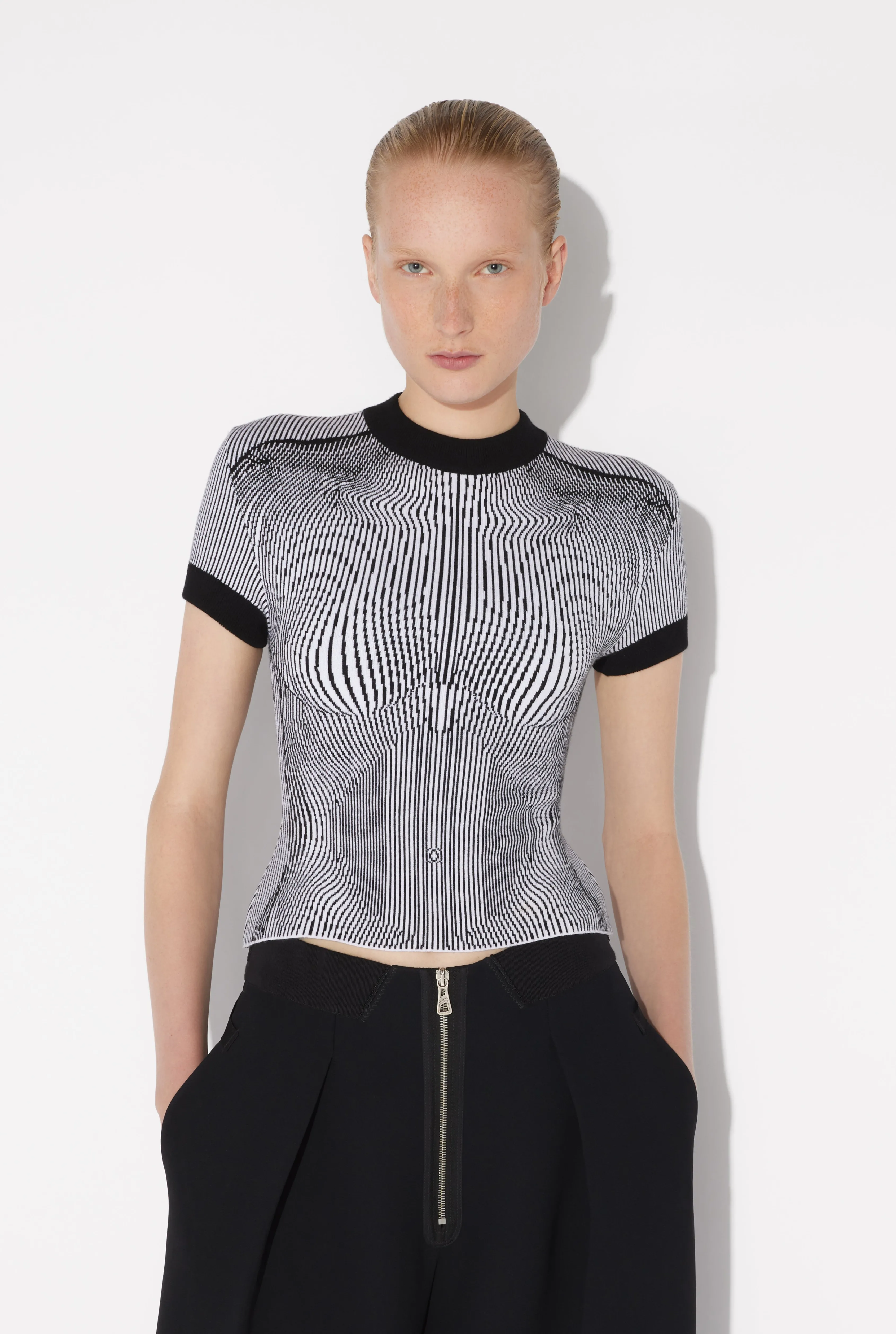 Jean Paul The Morphing Pinstripes Jacquard T-Shirt White/Black Online