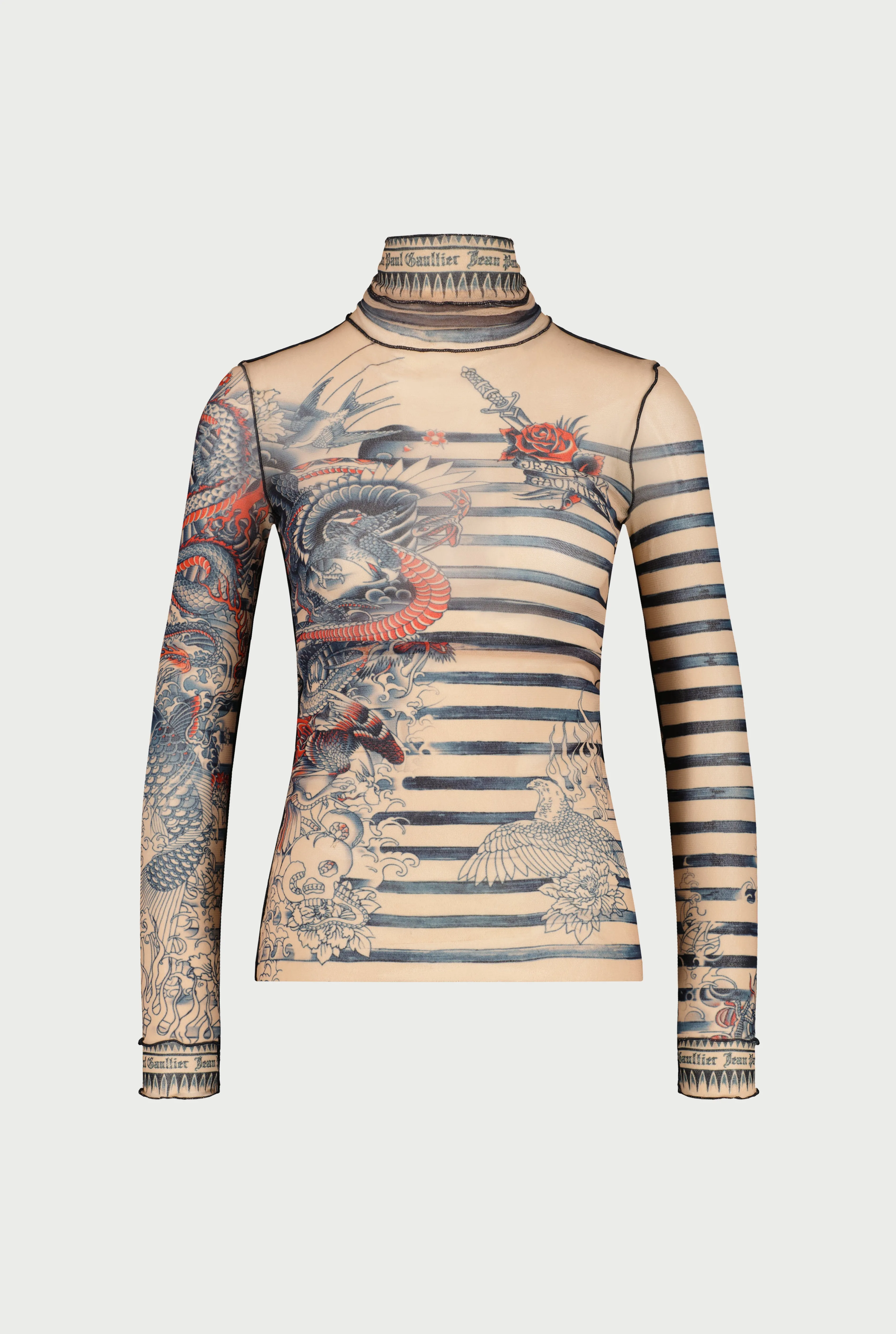 Jean Paul The Nude Sailor Tattoo Top Beige/Blue/Red Sale