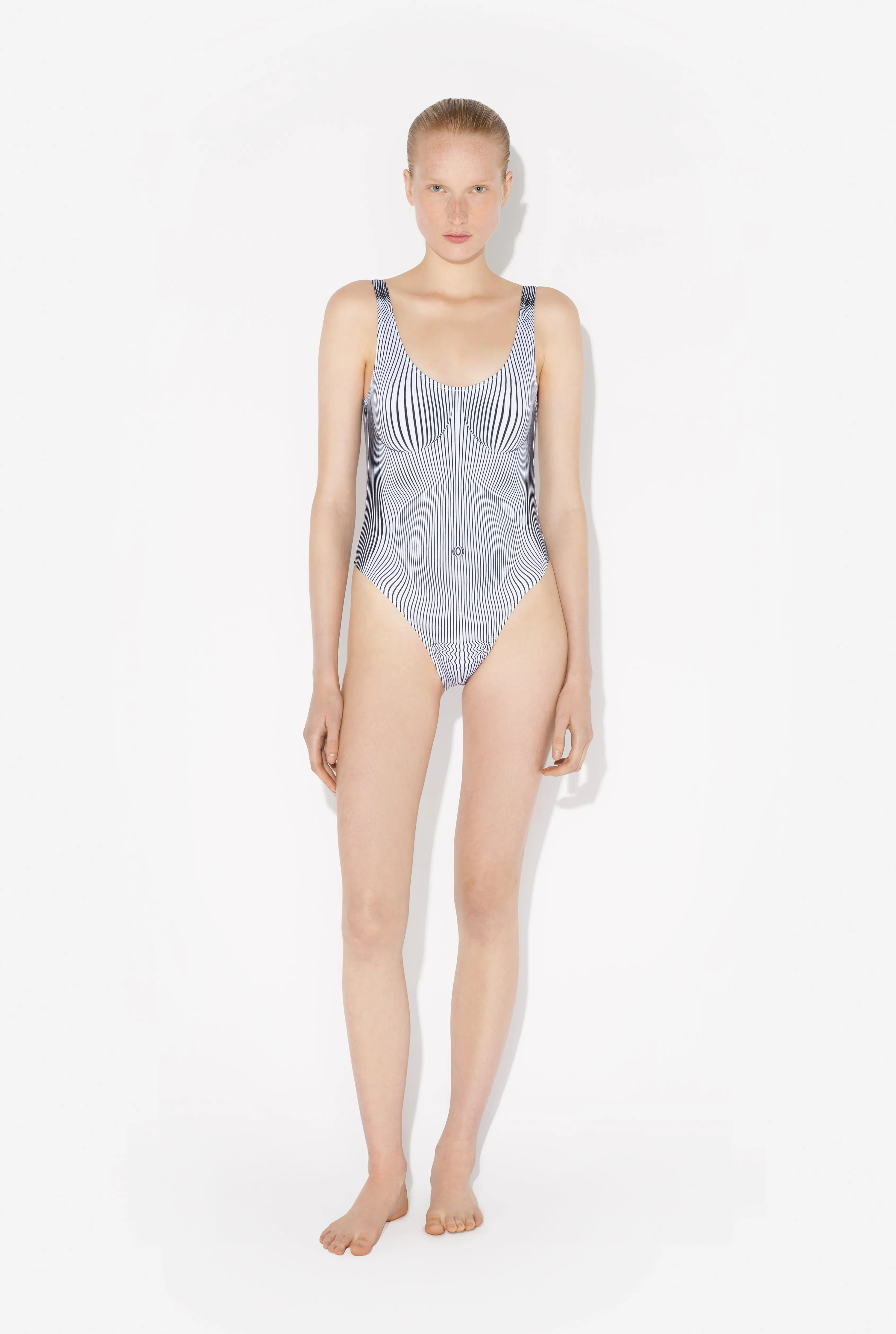 Jean Paul The Pinstripe Body Morphing Swimsuit White/Black Online