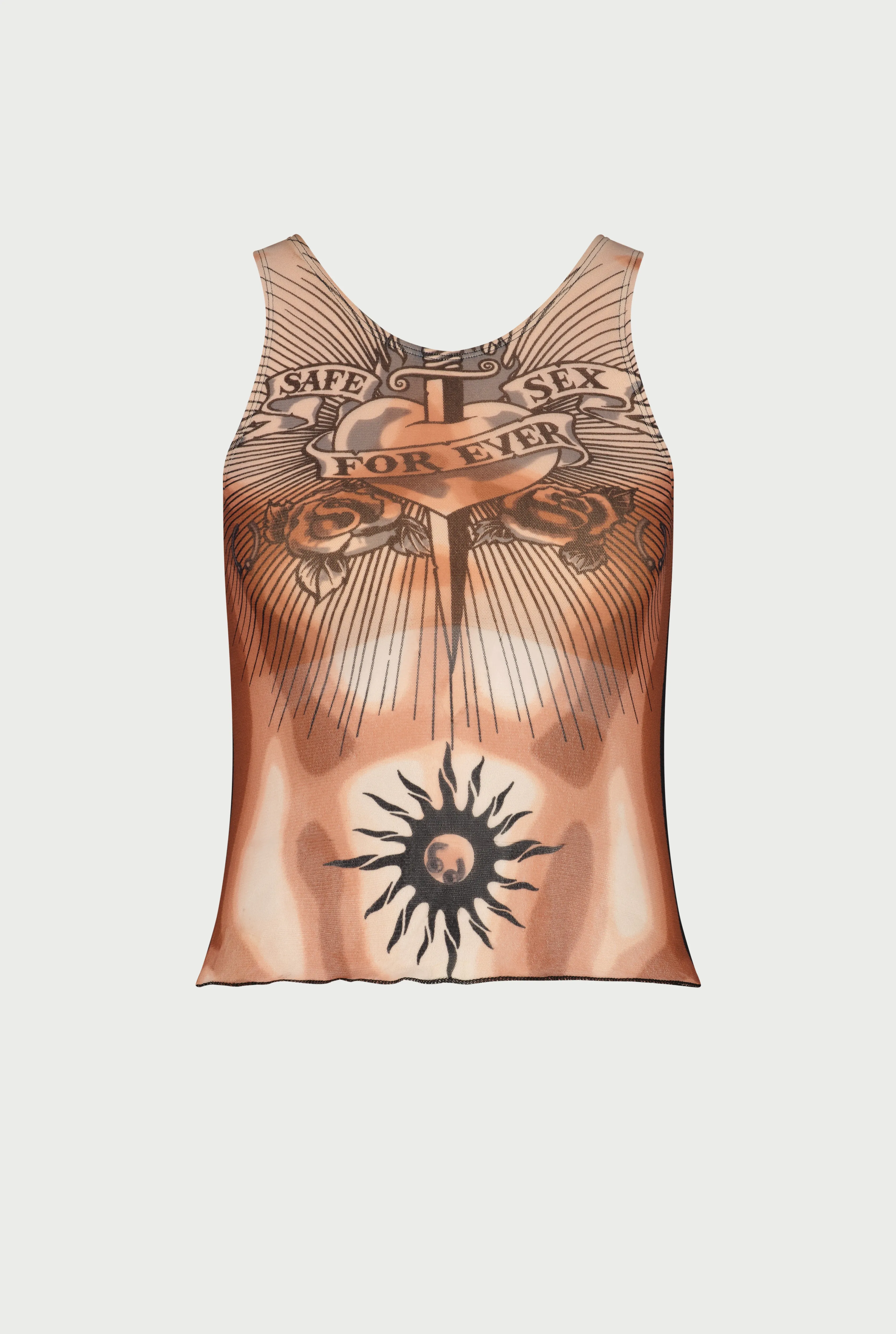 Jean Paul The Safe Sex Tattoo Tank Top Beige/Brown/Black Sale