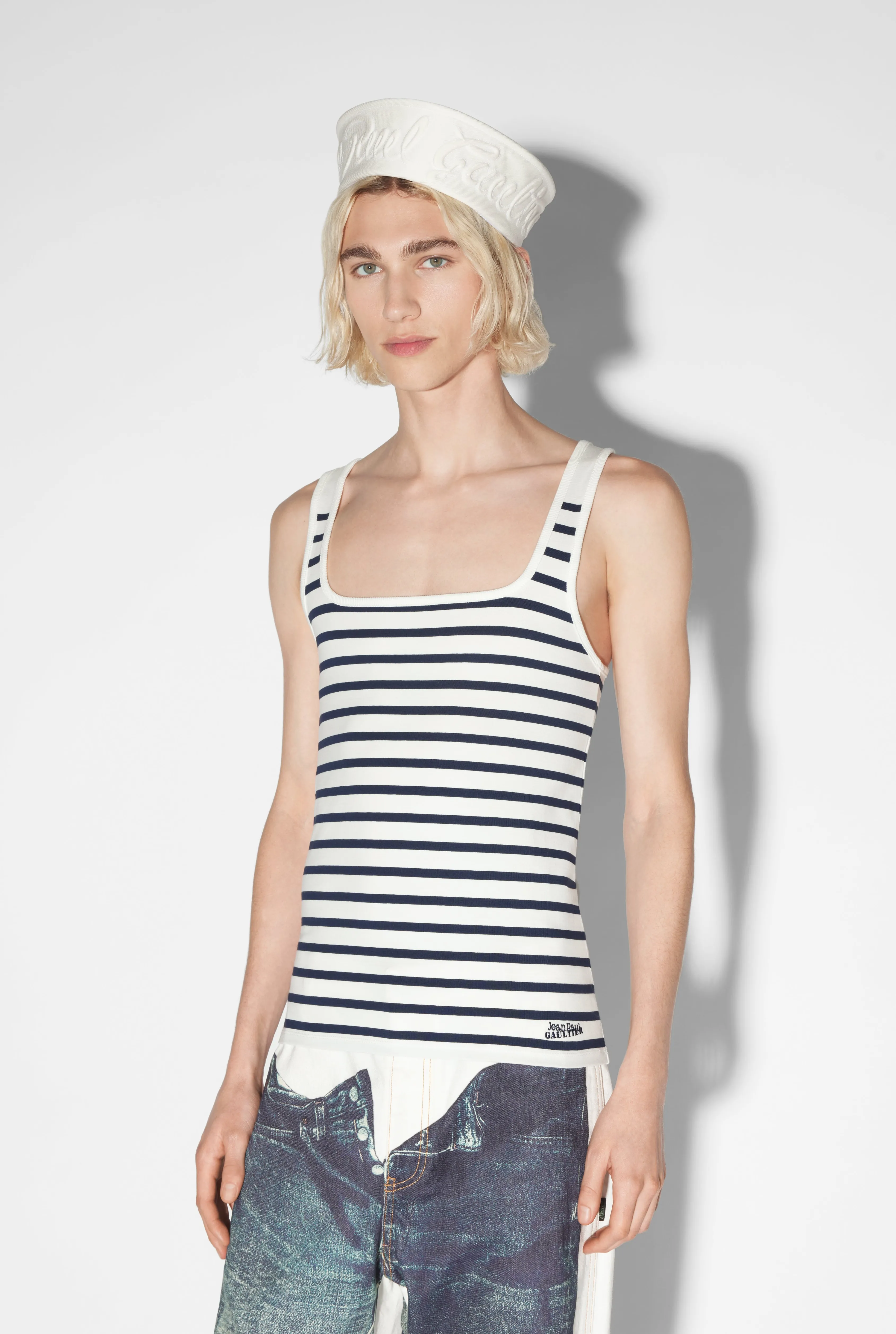 Jean Paul The Sailor Tank Top for Him White/Navy Best