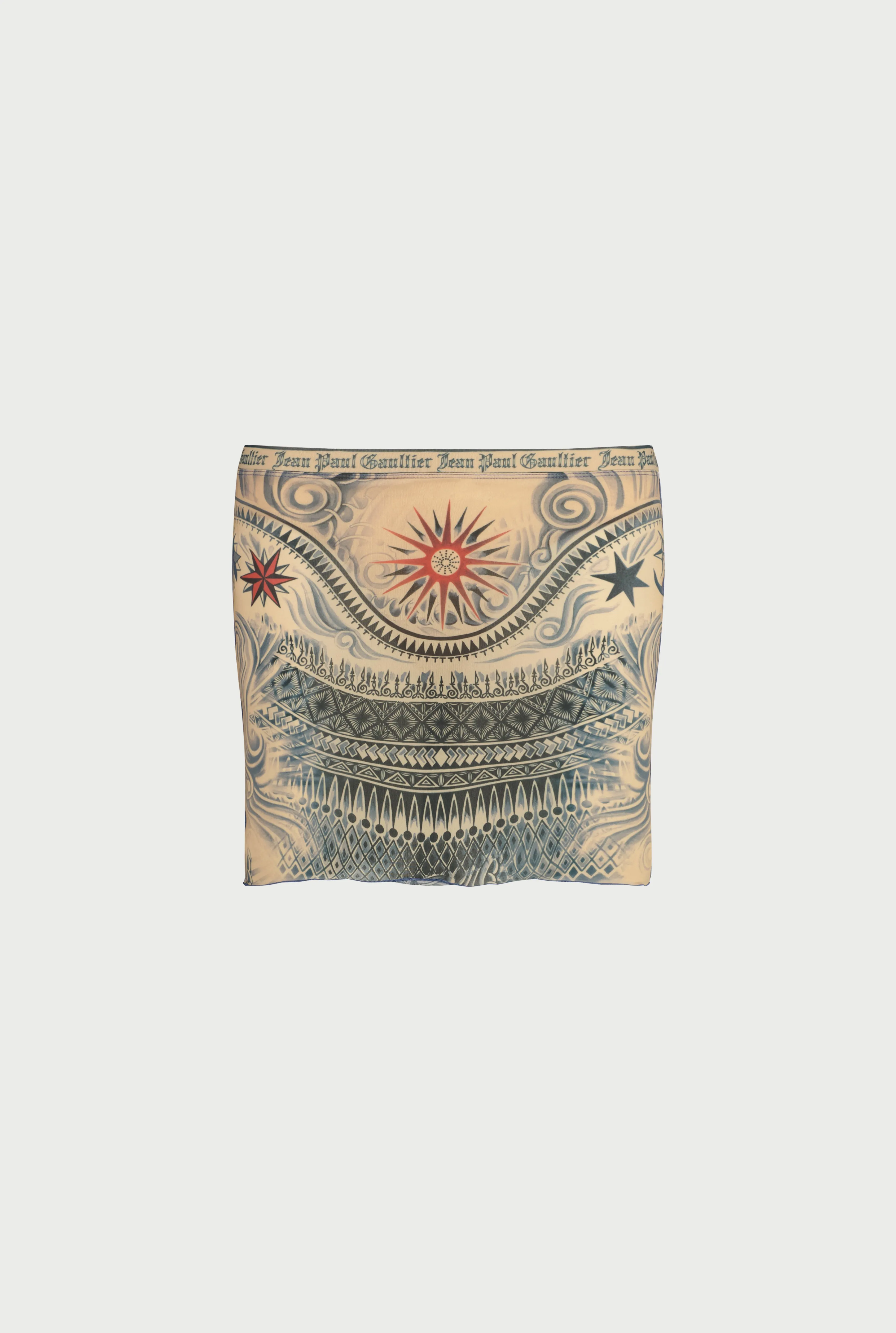 Jean Paul The Sun Tattoo Skirt Beige/Blue/Red Discount